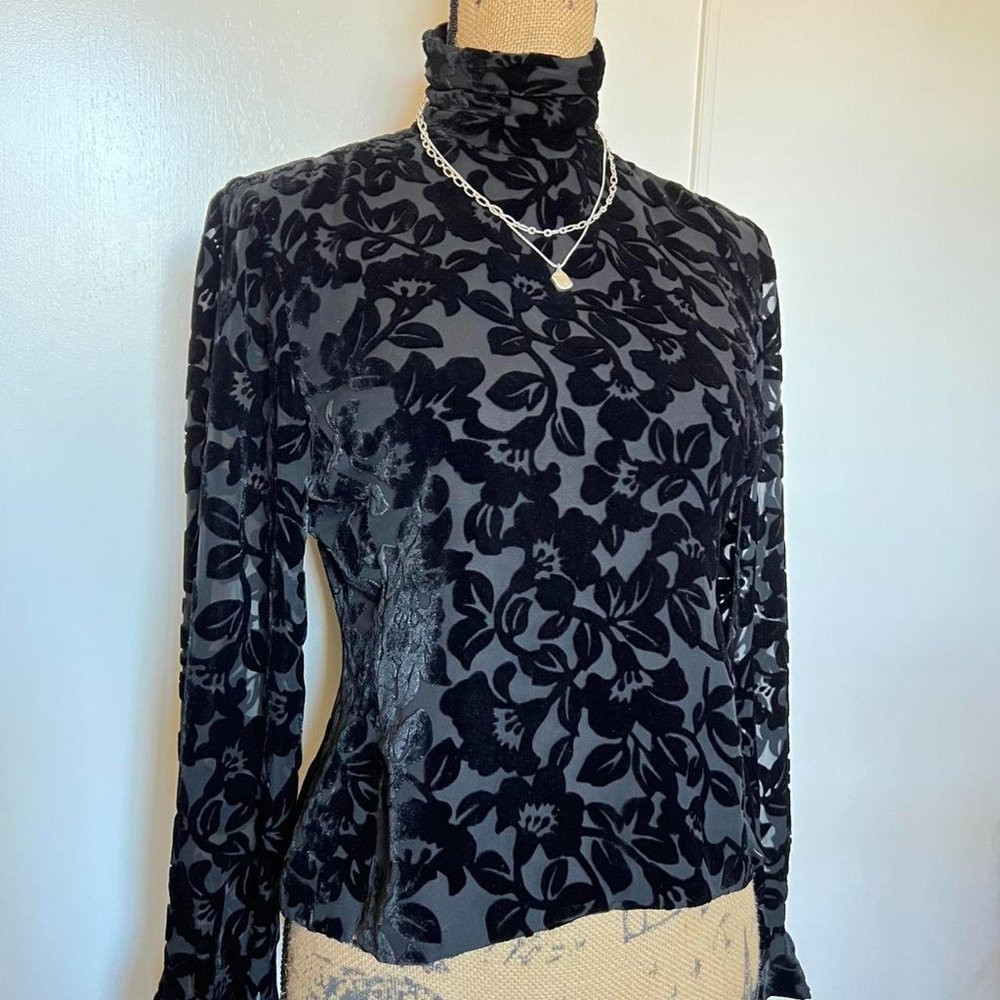 Gorgeous velvet mesh turtleneck